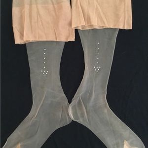 Vintage rhinestone studded hosery, including bag